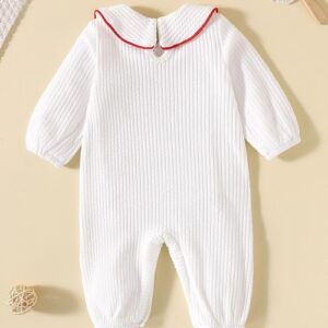 Baby Girl Solid Color Corduroy Fabric Doll Neck Rompers