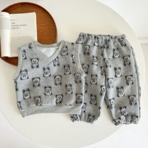 Baby Bear Embroidered Pattern Vest Combo Trousers Sets - Image 3