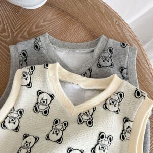 Baby Bear Embroidered Pattern Vest Combo Trousers Sets - Image 4