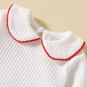 Baby Girl Solid Color Corduroy Fabric Doll Neck Rompers - Image 2