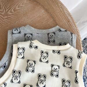 Baby Bear Embroidered Pattern Vest Combo Trousers Sets - Image 5