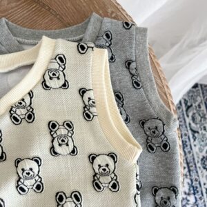 Baby Bear Embroidered Pattern Vest Combo Trousers Sets - Image 6