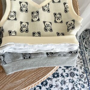 Baby Bear Embroidered Pattern Vest Combo Trousers Sets - Image 7
