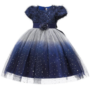 Baby Girl Sequins Patched Pattern Floral Tutu Princess Starry Sky - Image 3