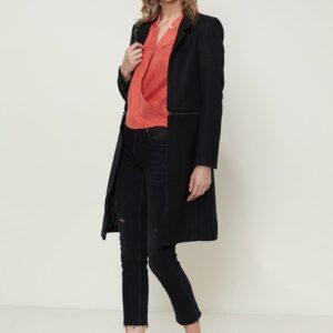 Women's Wool-blended Open Front Jacket In Black