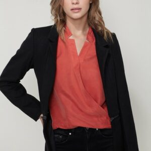 Women's Wool-blended Open Front Jacket In Black - Image 2