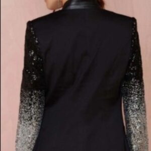 Womens Blazer with Sequins Sleeve - Image 3